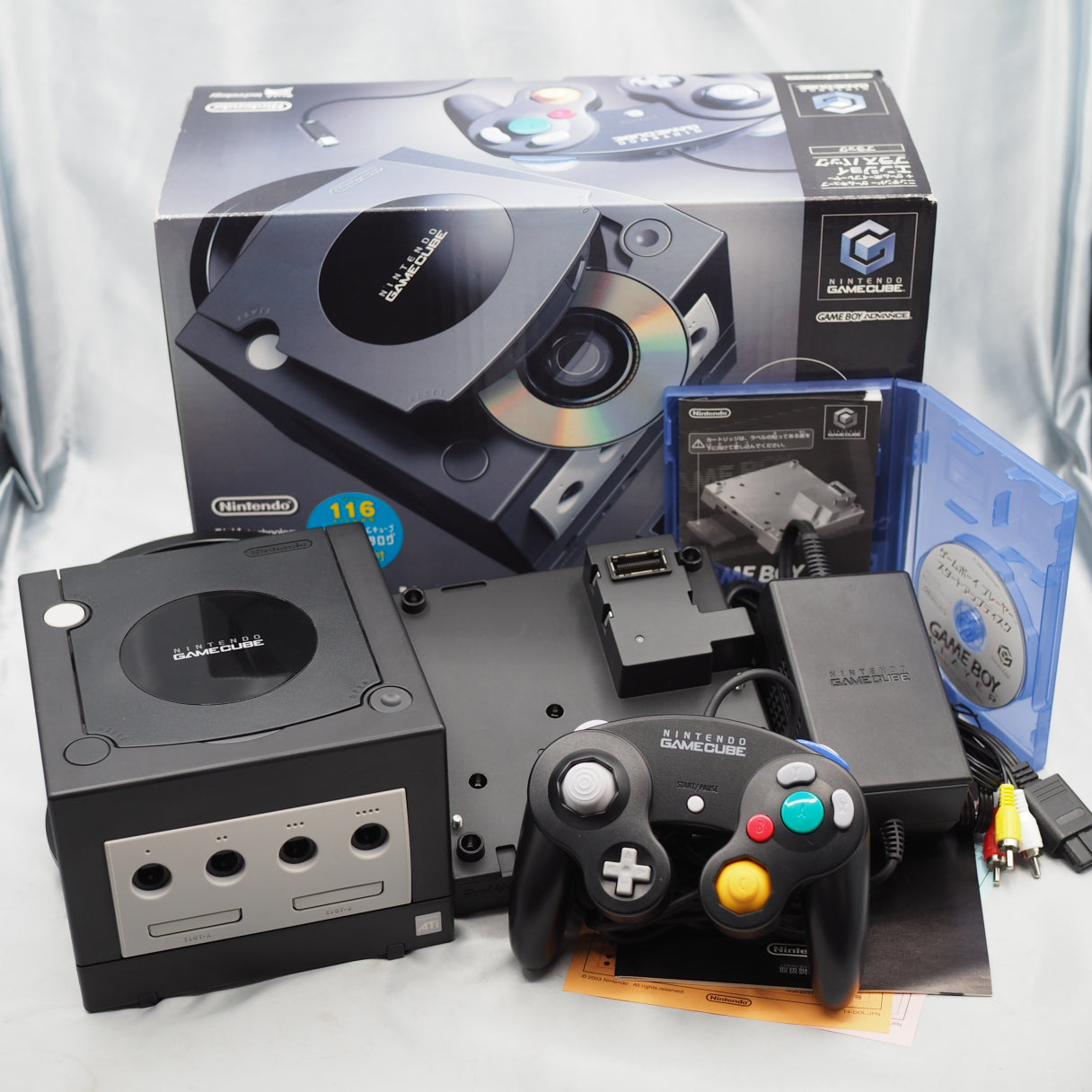 Used Nintendo GameCube Console System Black + Game Boy Player Enjoy Plus Pack Boxed - Tested & Working