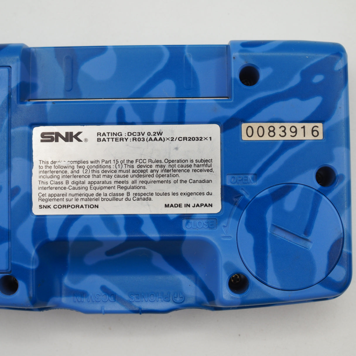 For Parts *For Parts or Not Working* NEOGEO POCKET COLOR Handheld Game Console BLUE CAMOUFLAGE