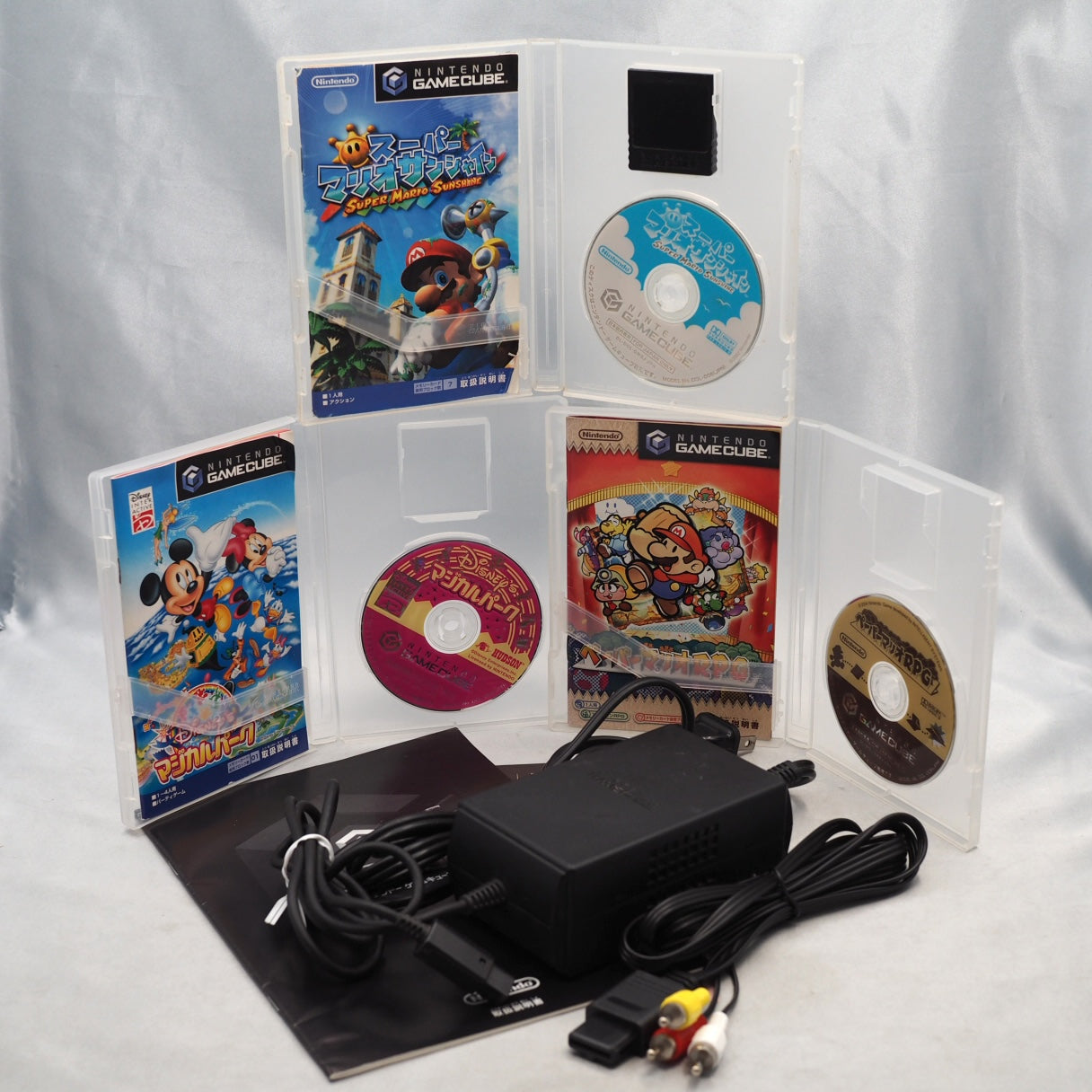 Used Nintendo GameCube Console System Violet Boxed DOL-001 + 3 Games SET