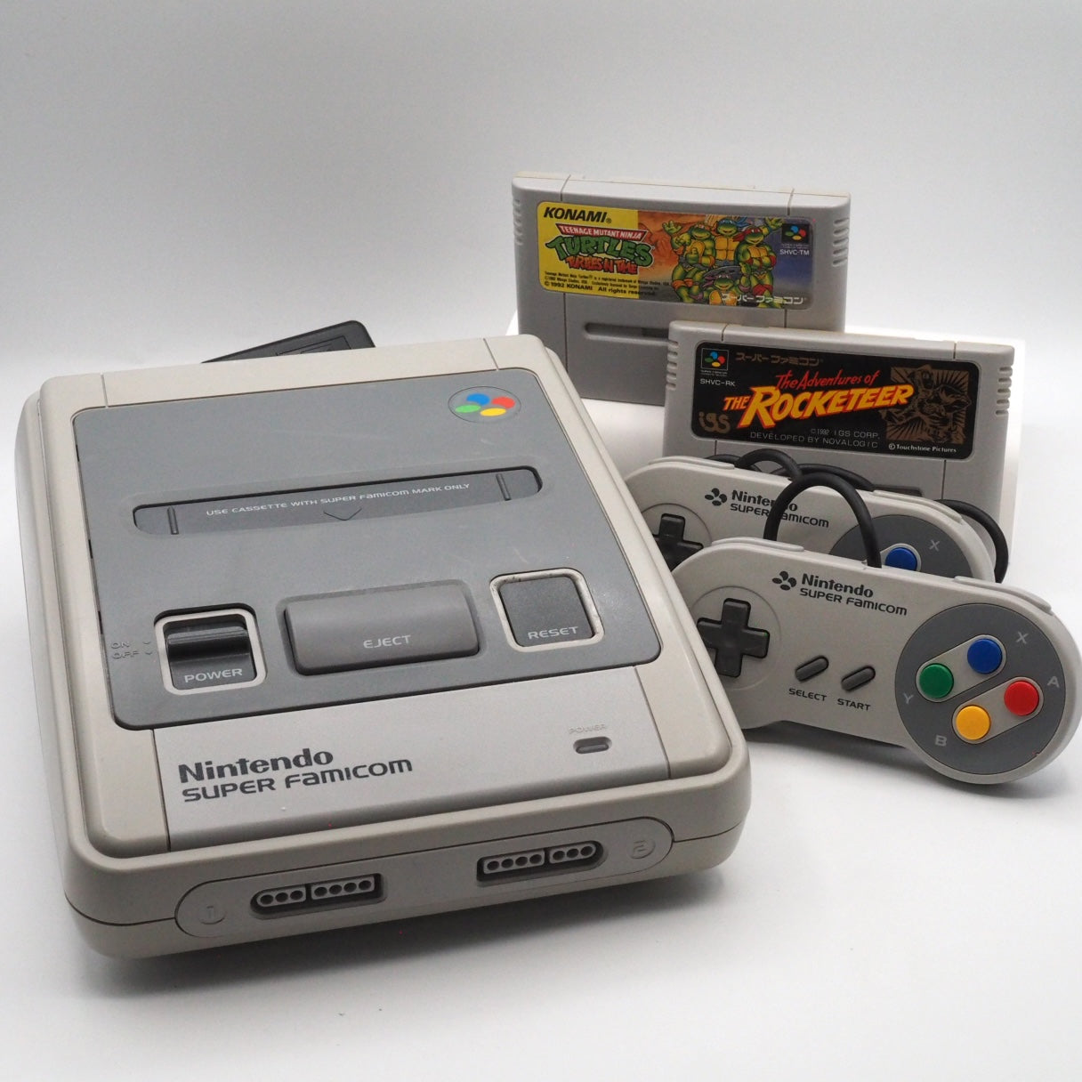 Used Nintendo Super Famicom Console System Teenage Mutant Ninja Turtles: Turtles in Time & The Rocketeer 2-Game Set