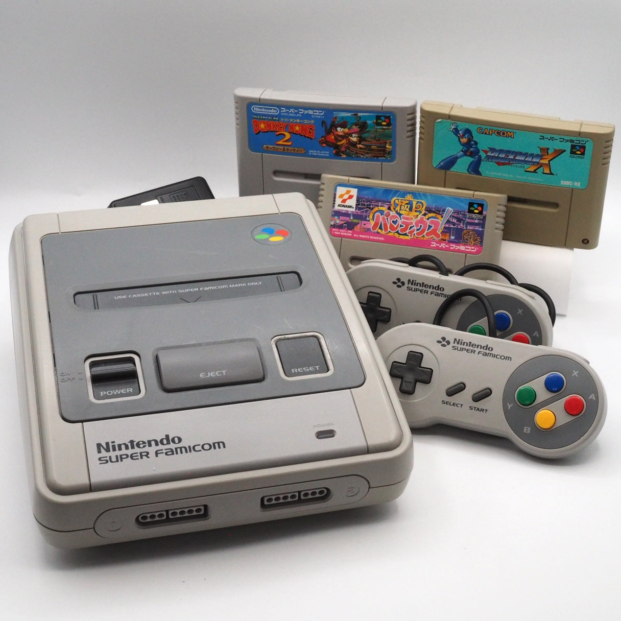 Used Nintendo Super Famicom Console Rockman X, Donkey Kong 2 & Gokujou Parodius! Bundle
