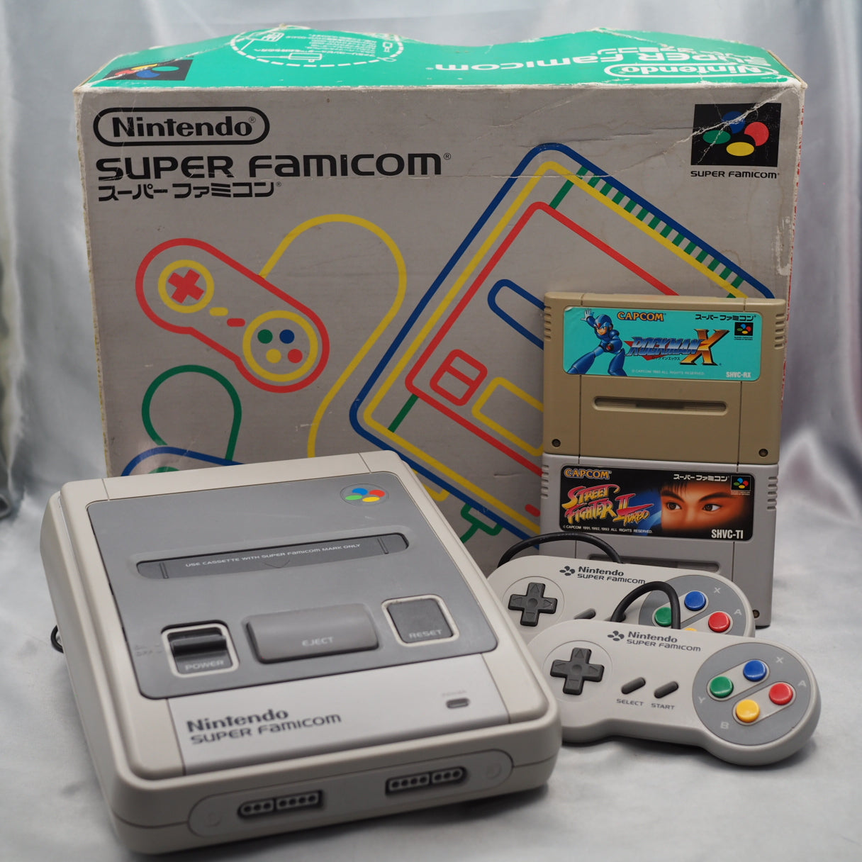 Used Nintendo Super Famicom Console system Boxed Console CAPCOM 2-Game Bundle