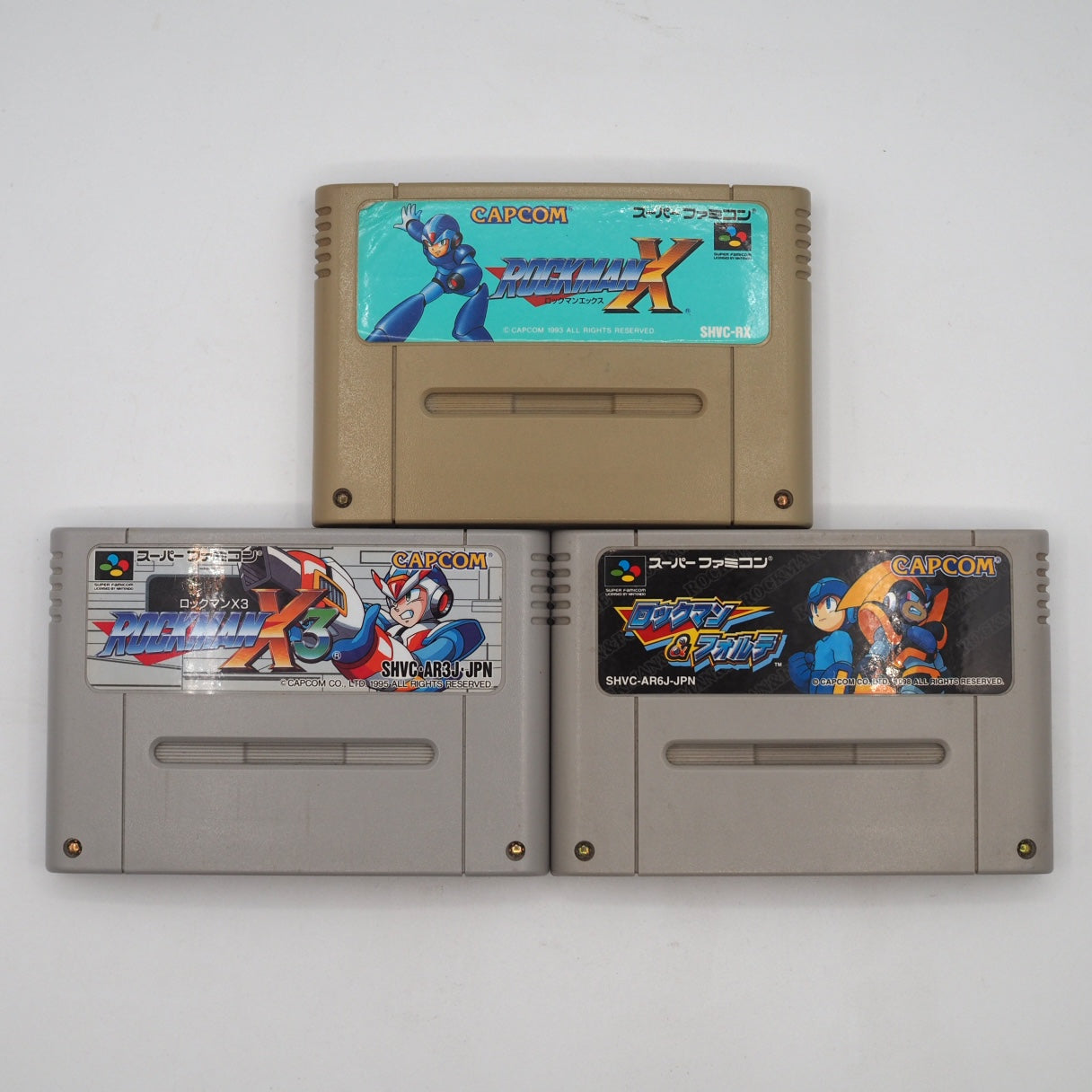 Used Nintendo Super Famicom Console system w/ Rockman X, X3 & Rockman & Forte Lot (Mega Man X Series)