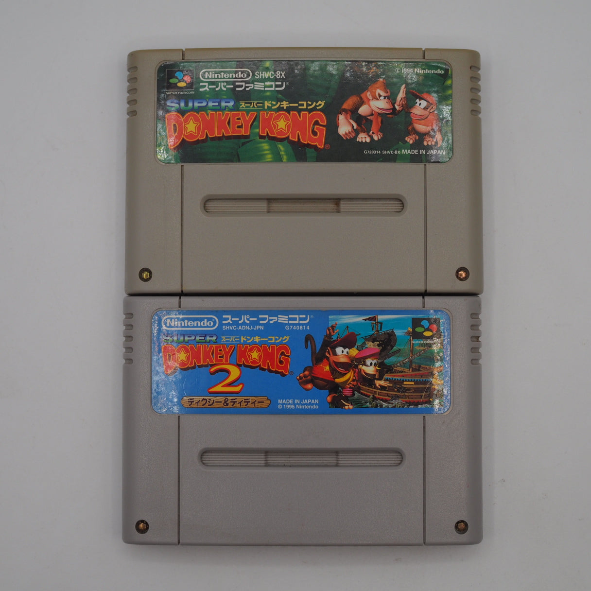 Used Nintendo Super Famicom Console system w/ Donkey Kong & Donkey Kong 2 (Lot)