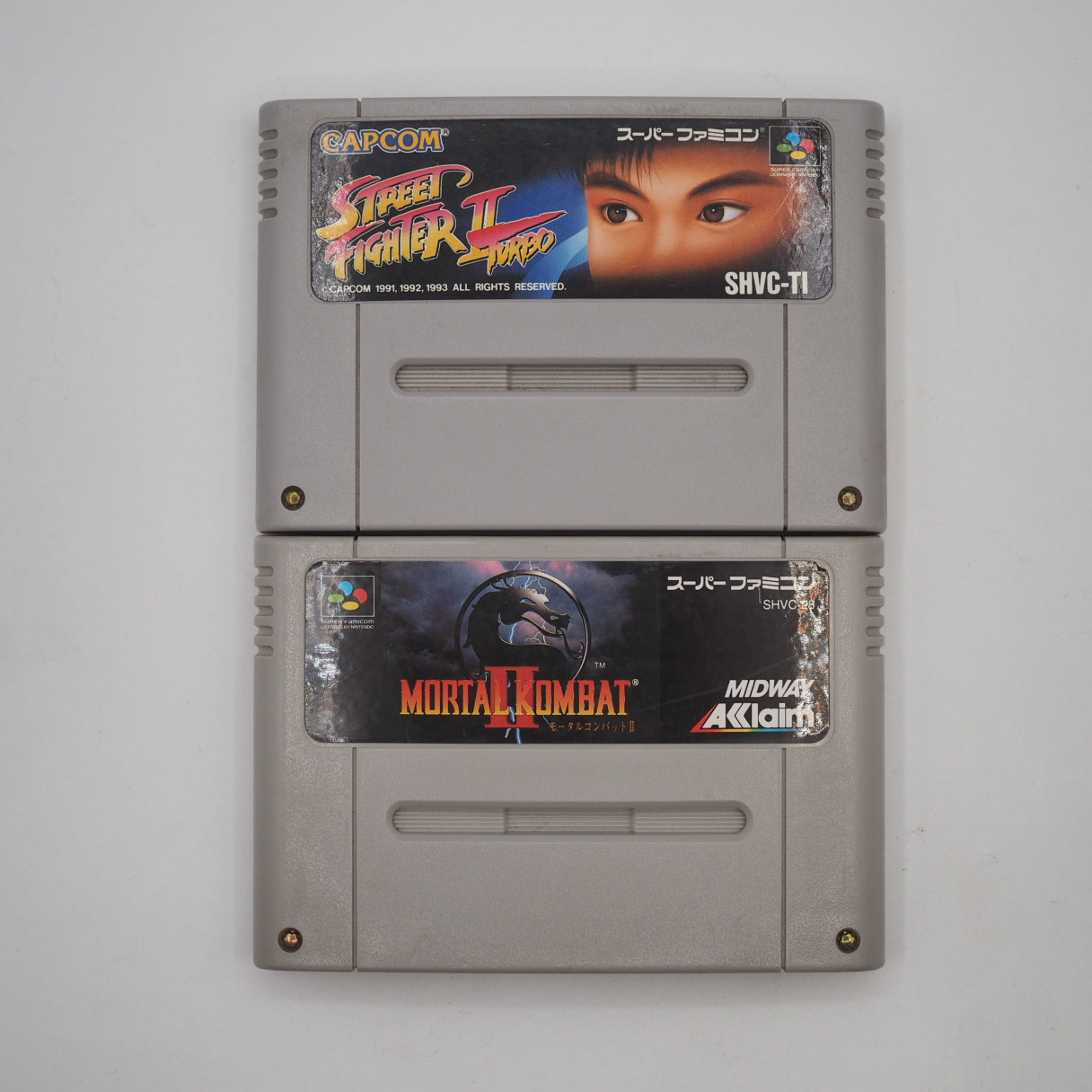 Used Nintendo Super Famicom Console w/ Street Fighter II Turbo & Mortal Kombat II (Lot)
