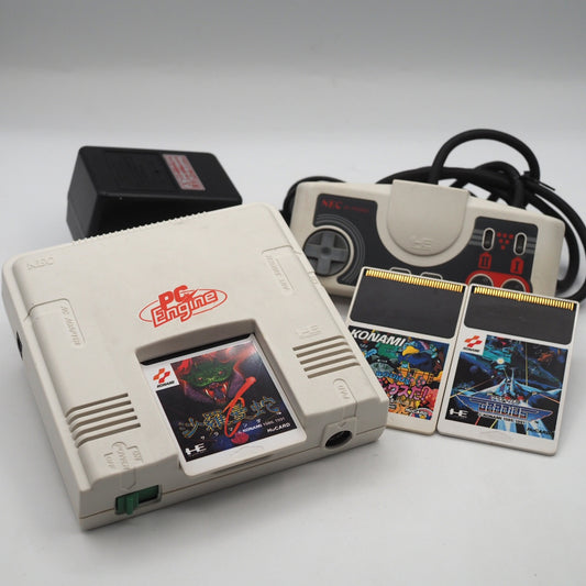 NEC PC Engine PI-TG001 Console w/ Gradius, Salamander & Parodius Games Used