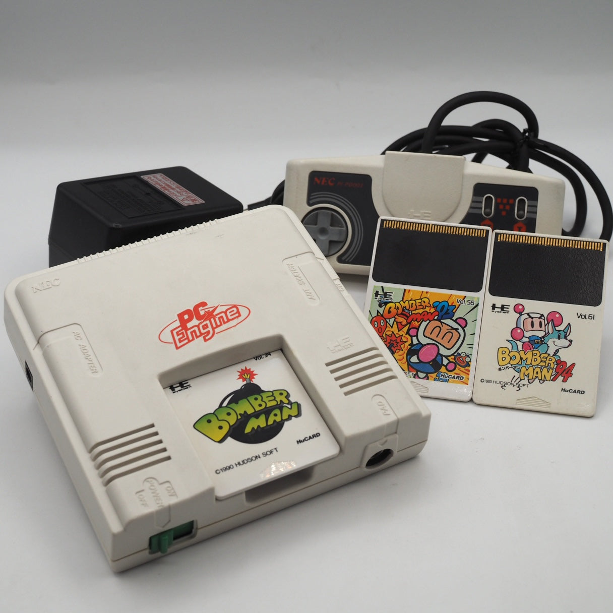 NEC PC Engine Console PI-TG001 w/ Bomberman, ’93 & ’94 Game Bundle Used