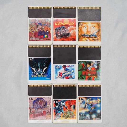 Used HuCARD Only 9 Games SET - Tested & Working