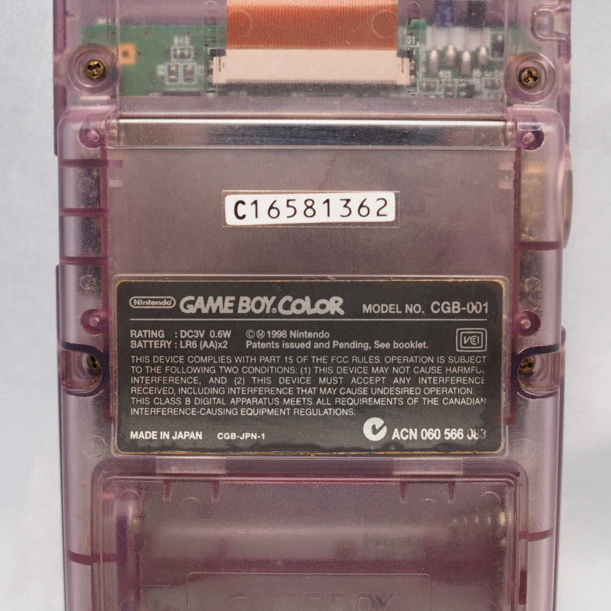 Nintendo GAME BOY COLOR Clear Purple CGB-001 Handheld System Boxed