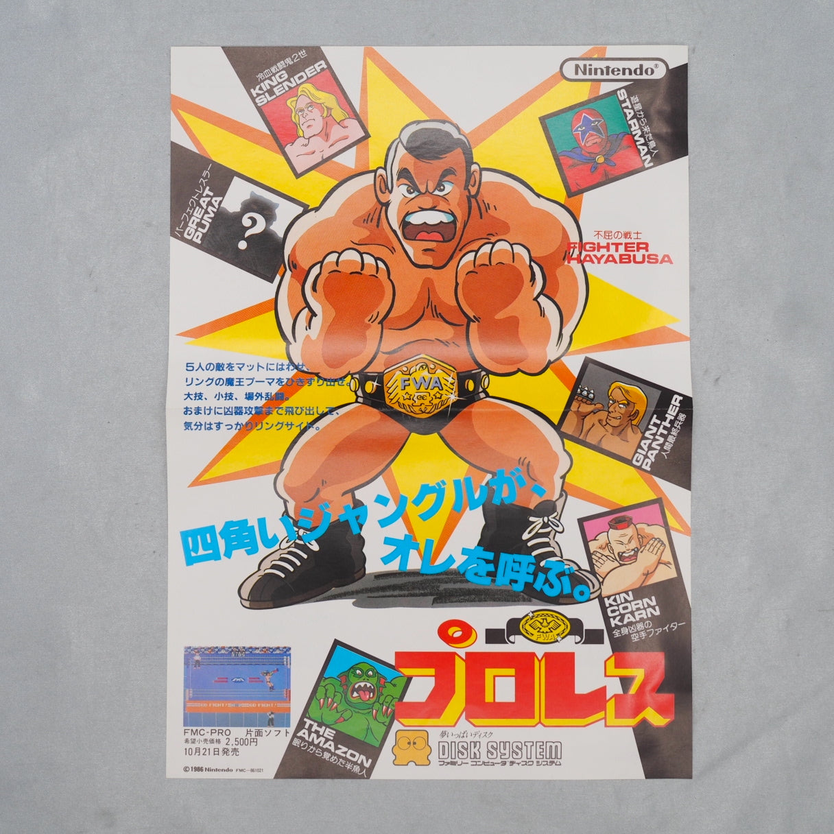 Used Pro wrestling Nintendo Famicom disk Catalog Flyer Leaflet Paper Poster