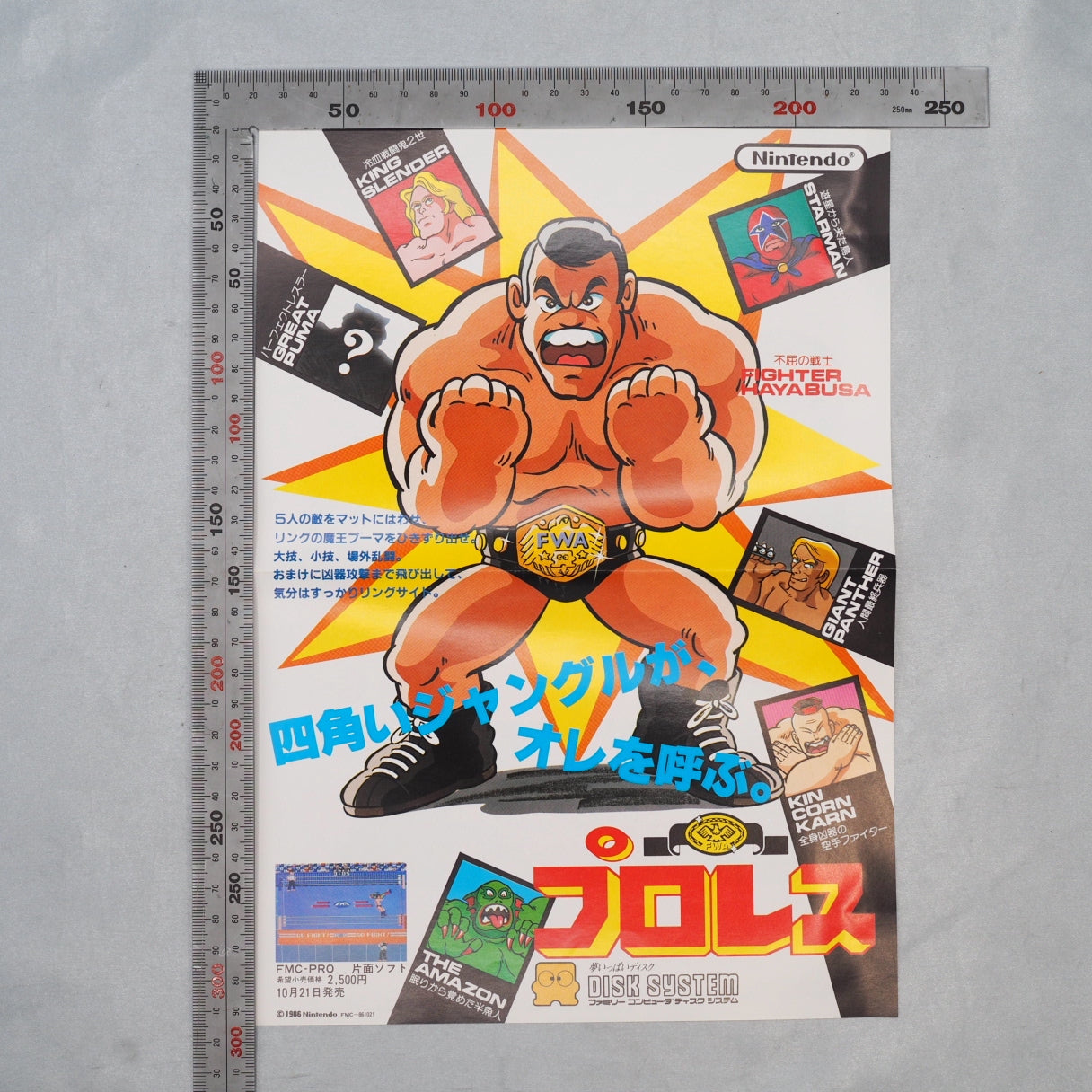 Used Pro wrestling Nintendo Famicom disk Catalog Flyer Leaflet Paper Poster