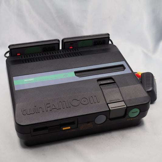 Used Sharp Twin Famicom Black Console AN505BK New Rubber Belt replaced - Tested & Working