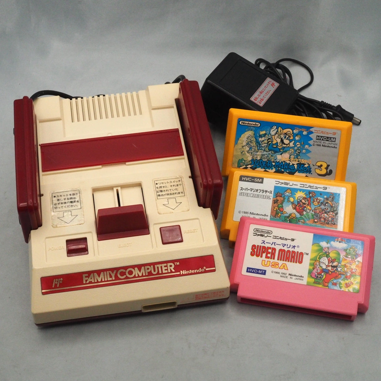 Nintendo Famicom Console System HVC-001 Super Mario Games SET Used 