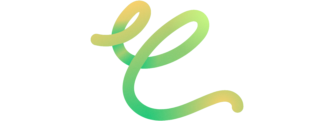 Abstract ribbon-like swirl in a green-to-yellow gradient, forming a stylized loop.