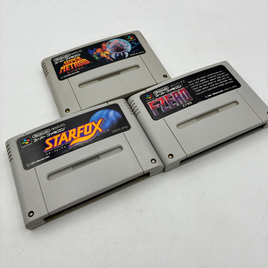 Super Famicom Super Metroid + Star Fox + F-Zero Nintendo 3 Game Set NTSC-J – Japanese retro console – Enjoy Game Japan