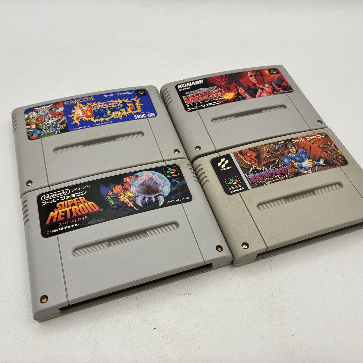 SNES Super Famicom Castlevania 4 Contra 3 Super Ghouls Ghosts Metroid Cart JP