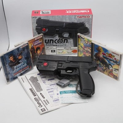 PS1 Namco GUNCON Gun Controller Bozed + 4 Games Set Tested Work for CRT TV Only – Japanese retro console – Enjoy Game Japan