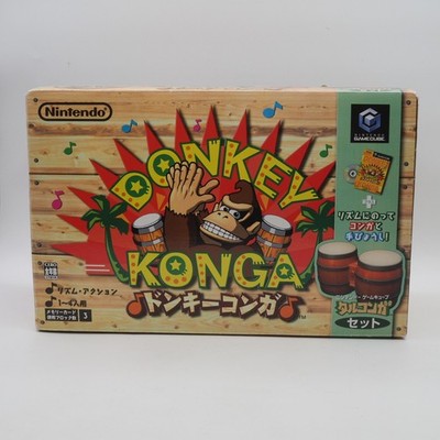 Donkey Kong Bongos Drum Bundle w/ 4 Donkey Konga Games GameCube Tested NTSC-J