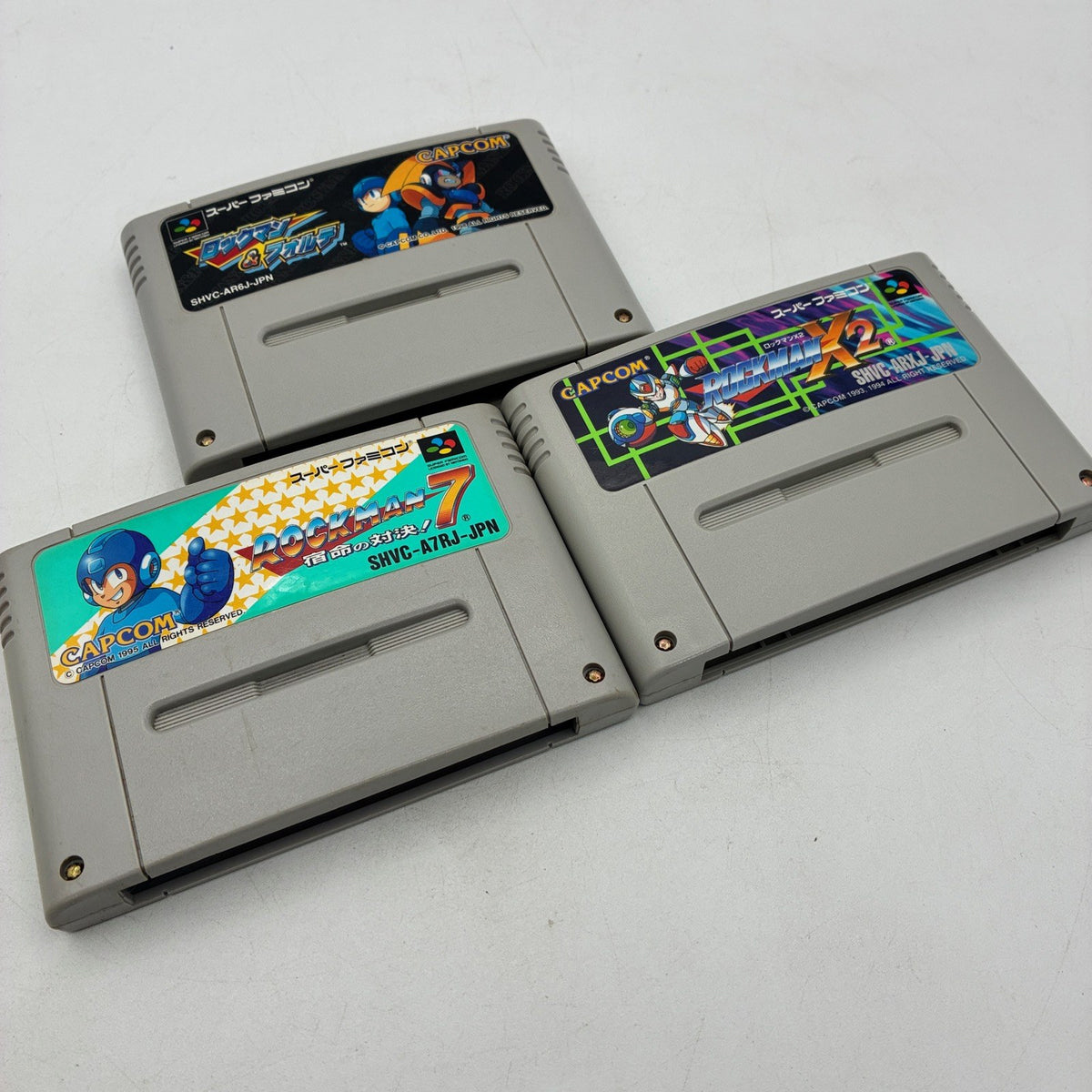 SNES Super Famicom Mega Man 7 + X2 + Mega Man & Bass Rockman 3 Game Set