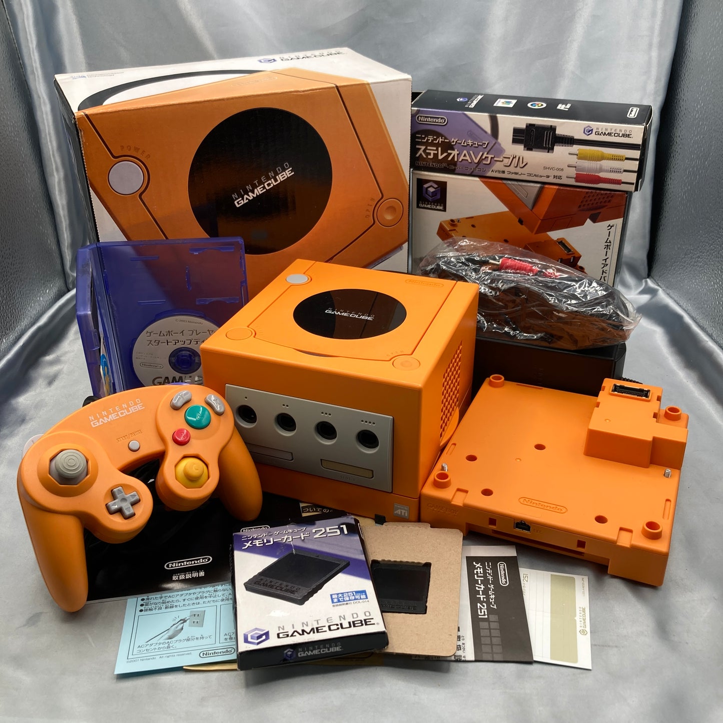 Nintendo GameCube Console System Orange Boxed + Game Boy Player + Memory Card 251  [NTSC-J] [NTSC-U/C] [Modified]