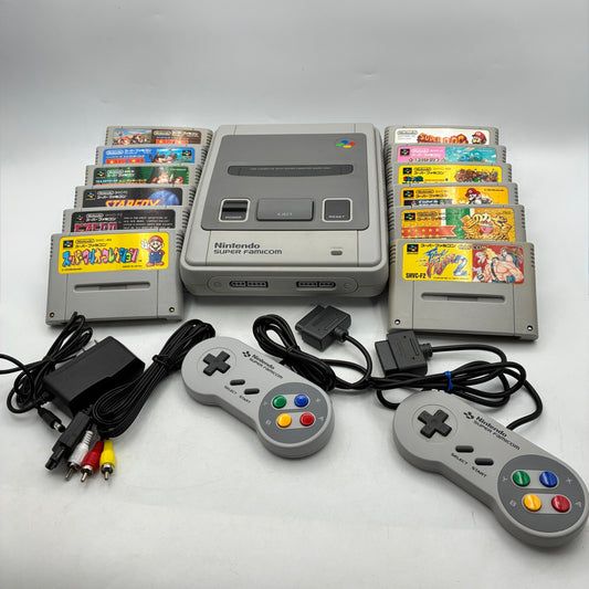 Super Famicom 12-game set including Final Fight 2, F-Zero and Kirby Super Deluxe – Japanese retro console – Enjoy Game Japan