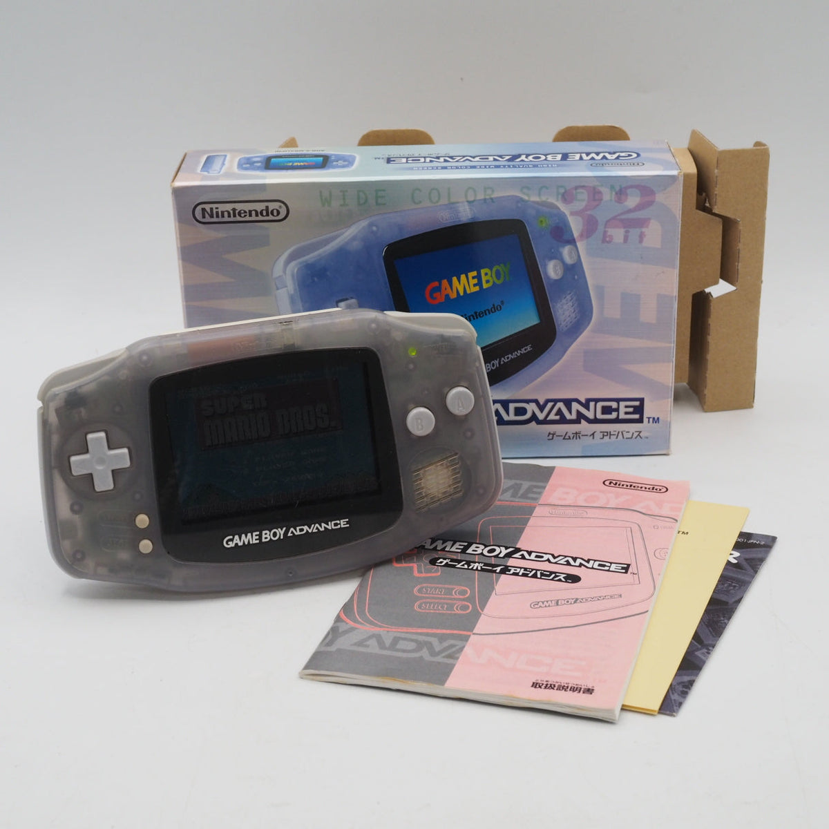 Nintendo Game Boy Advance Console Milky Blue Boxed AGB-001 Tested Working Japan