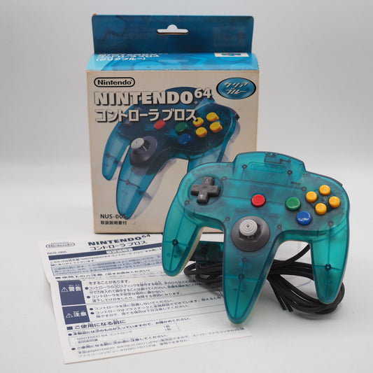 Used Nintendo 64 CONTROLLER CLEAR BLUE NUS-005 (Official Control Pad) Boxed - Tested & Working
