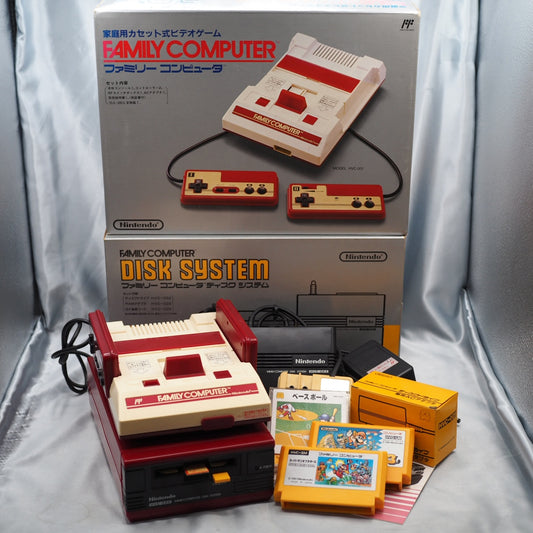 Used Nintendo Famicom + Disk System Console system W/ 3 Games SET Boxed NTSC-J - Tested & Working