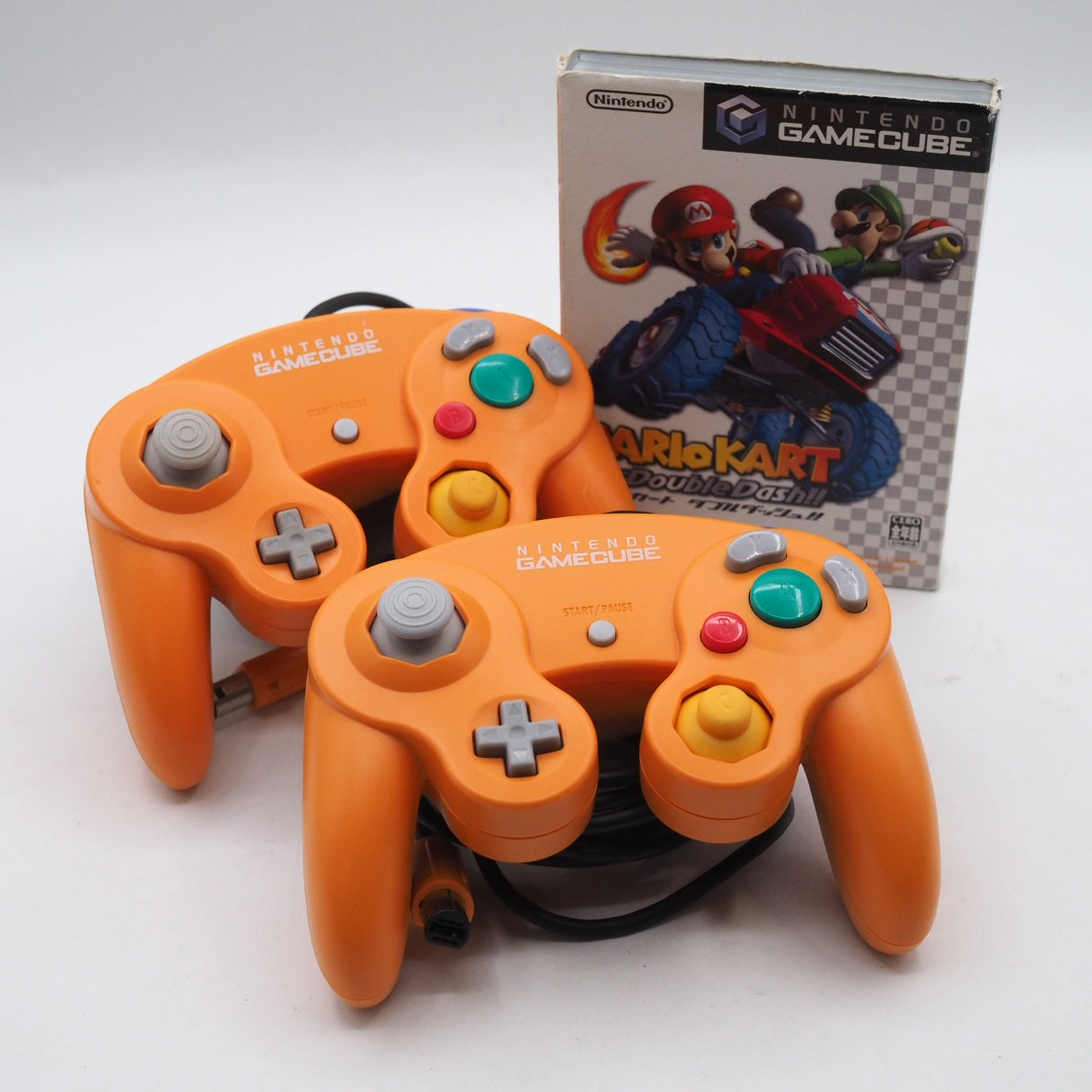 Used Nintendo GameCube Controller Orange DOL-003 Authentic + MARIO KART - Tested & Working