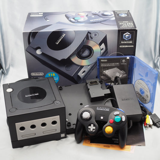 Used Nintendo GameCube Console System Black + Game Boy Player Enjoy Plus Pack Boxed - Tested & Working