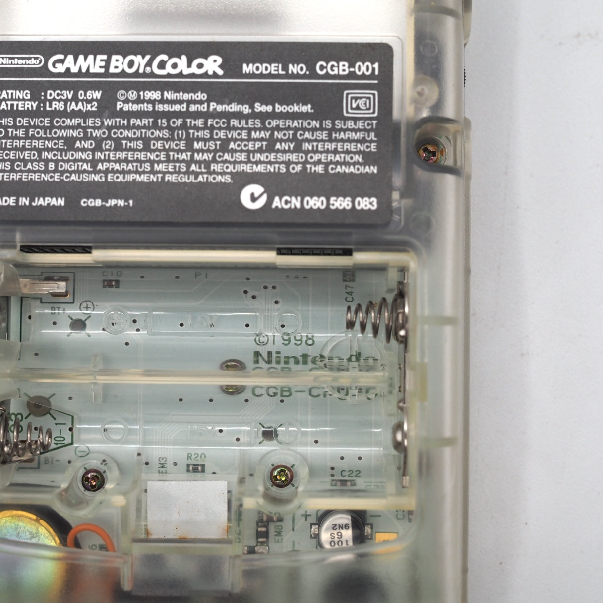 Used Nintendo GAME BOY COLOR Clear CGB-001 Handheld System Boxed - Tested & Working