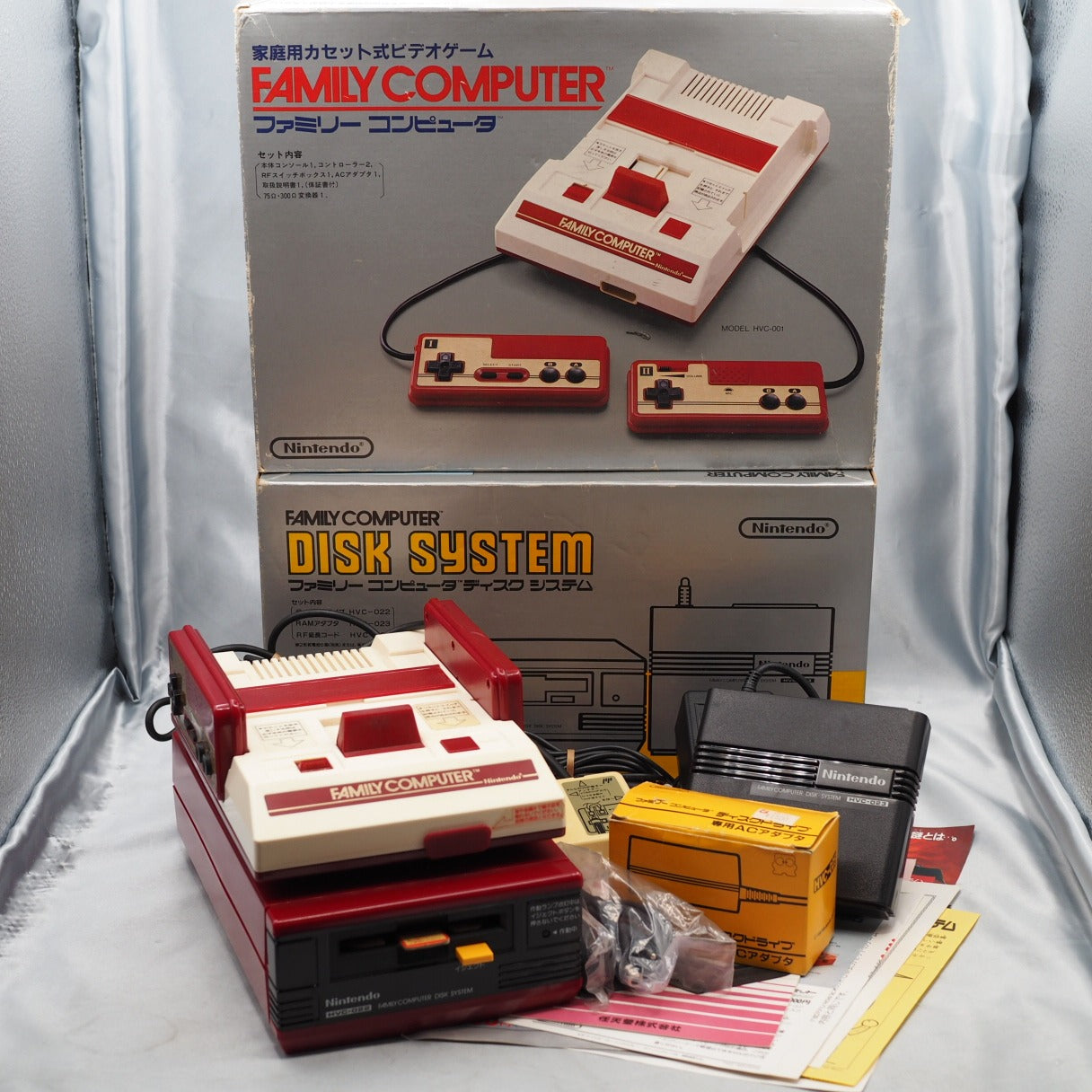 Used Nintendo Famicom & Disk System Console system SET Boxed [New Rubber Belt Replaced] - Tested & Working