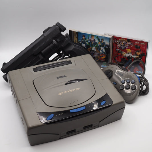 Used SEGA SATURN Console system W/ VIRTUA GUN VIRTUA COP 1 2 SET - Arcade Action at Home | enjoy Game Japan - Tested & Working