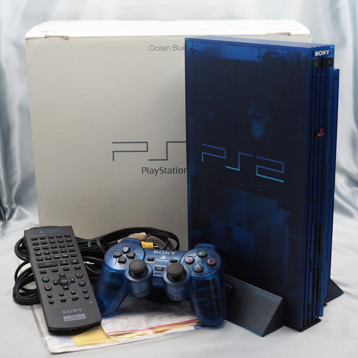 Used PS2 Console system SCPH-37000 L  Boxed [OCEAN BLUE] [NTSC-J] - Tested & Working