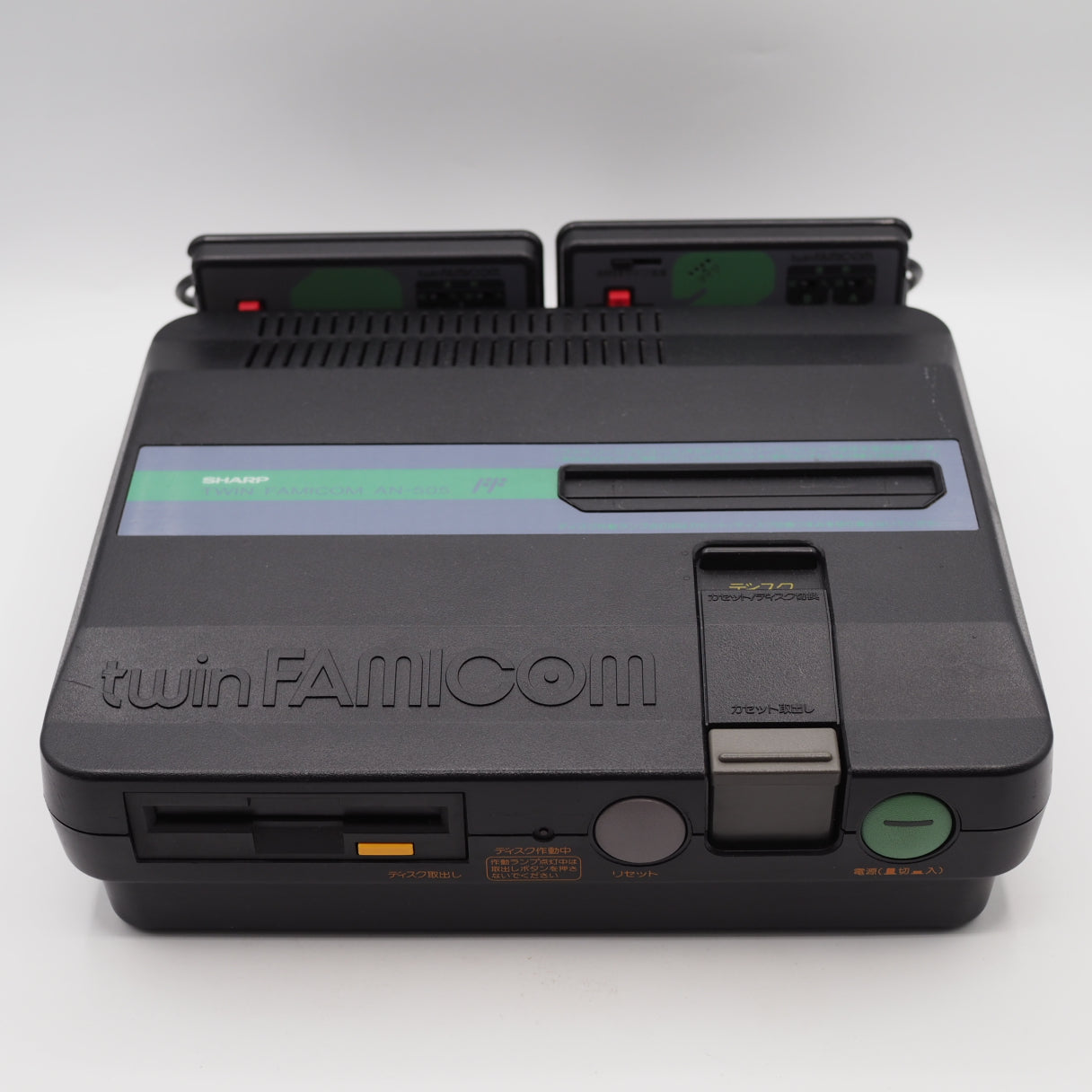 Used Sharp Twin Famicom Black Console AN505BK New Rubber Belt replaced - Tested & Working