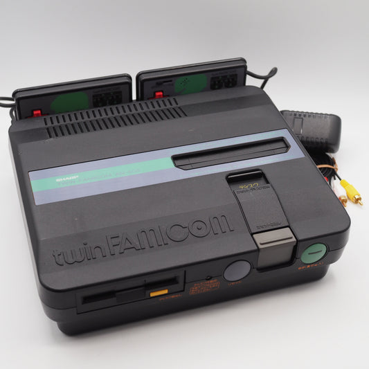 Used Sharp Twin Famicom Black Console AN505BK New Rubber Belt replaced - Tested & Working