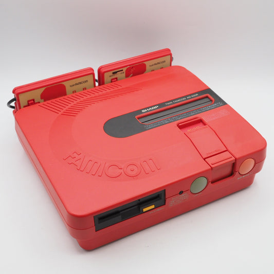 Sharp Twin Famicom AN-500R (Red) — cleaned & tested, new Japanese-made Disk System belt, ships from Japan — Enjoy Game Japan – Japanese retro console – Enjoy Game Japan