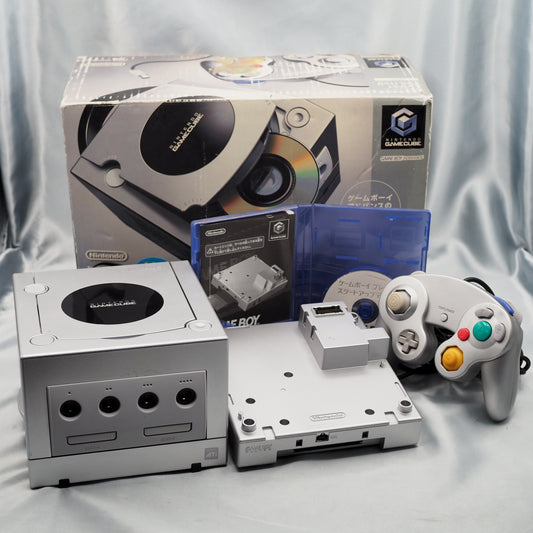 Nintendo GameCube Console System Silver + Game Boy Player Enjoy Plus Pack Boxed