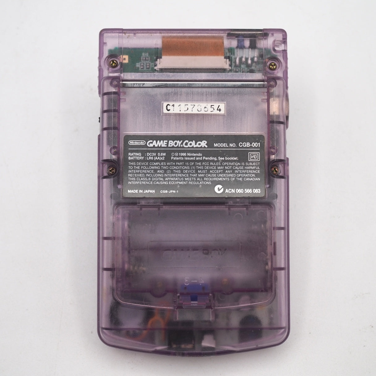 Used Nintendo GAME BOY COLOR Clear Purple CGB-001 Handheld System - Tested & Working