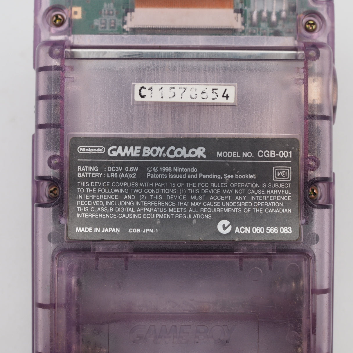 Used Nintendo GAME BOY COLOR Clear Purple CGB-001 Handheld System - Tested & Working