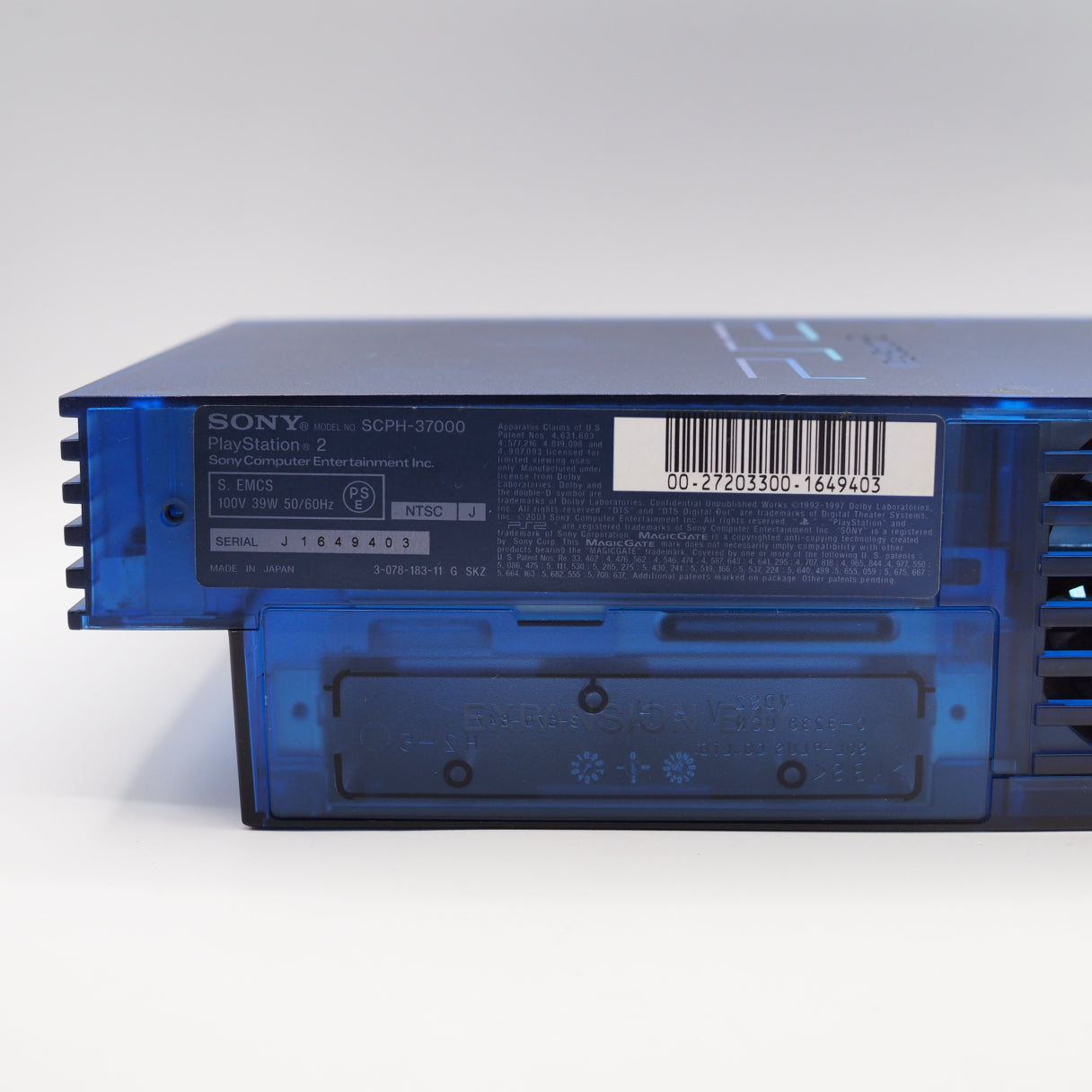 Used PS2 Console system SCPH-37000 OCEAN BLUE [NTSC-J] - Tested & Working