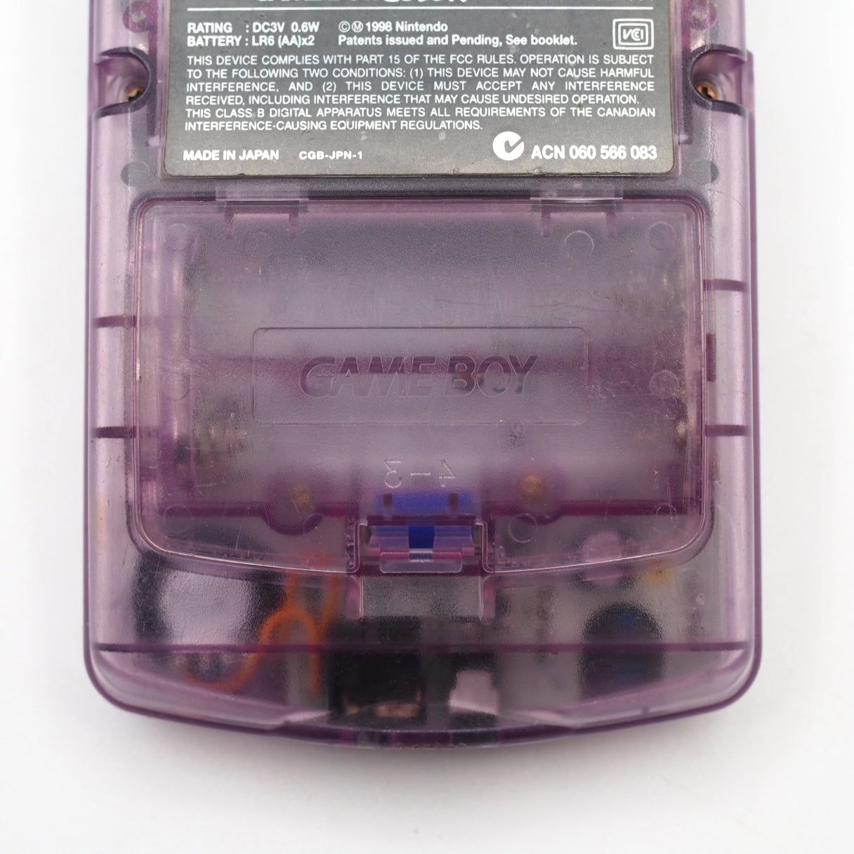 Used Nintendo GAME BOY COLOR Clear Purple CGB-001 Handheld System - Tested & Working