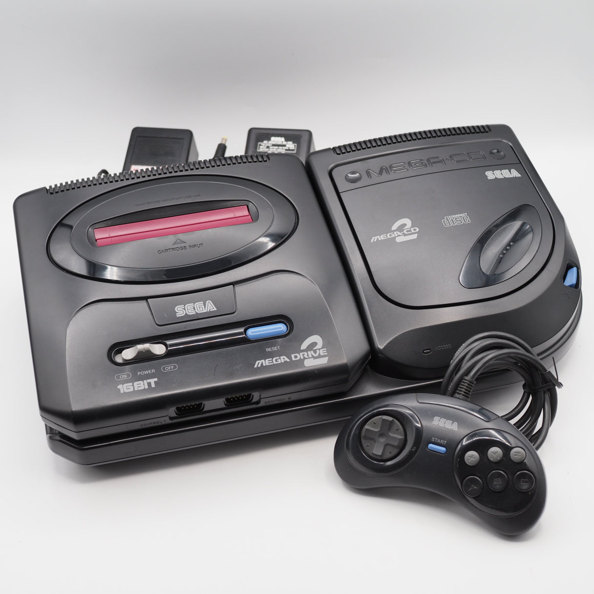 Used Mega Drive 2 + Mega CD 2 Console system HAA-2912 SET - Tested & Working