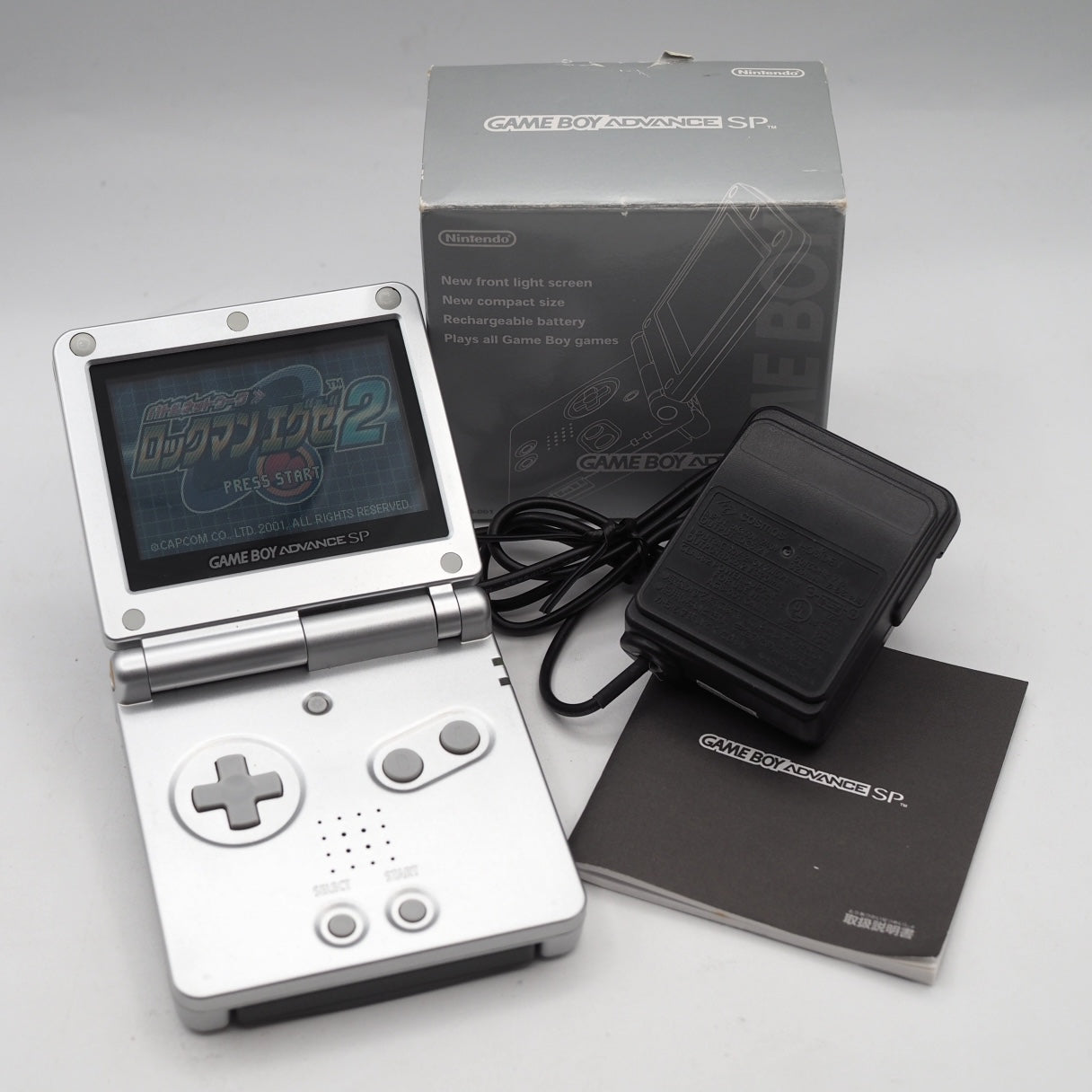 Used Nintendo Game Boy Advance SP AGS-001 Boxed Platinum Silver - Tested & Working
