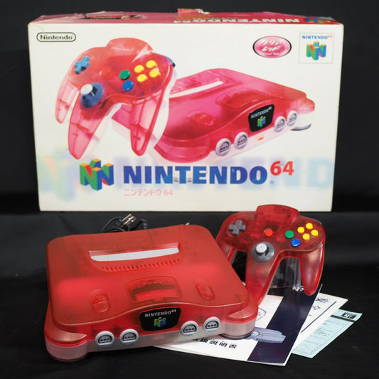 Used Nintendo 64 Console System Clear Red NUS-001 Boxed - Tested & Working