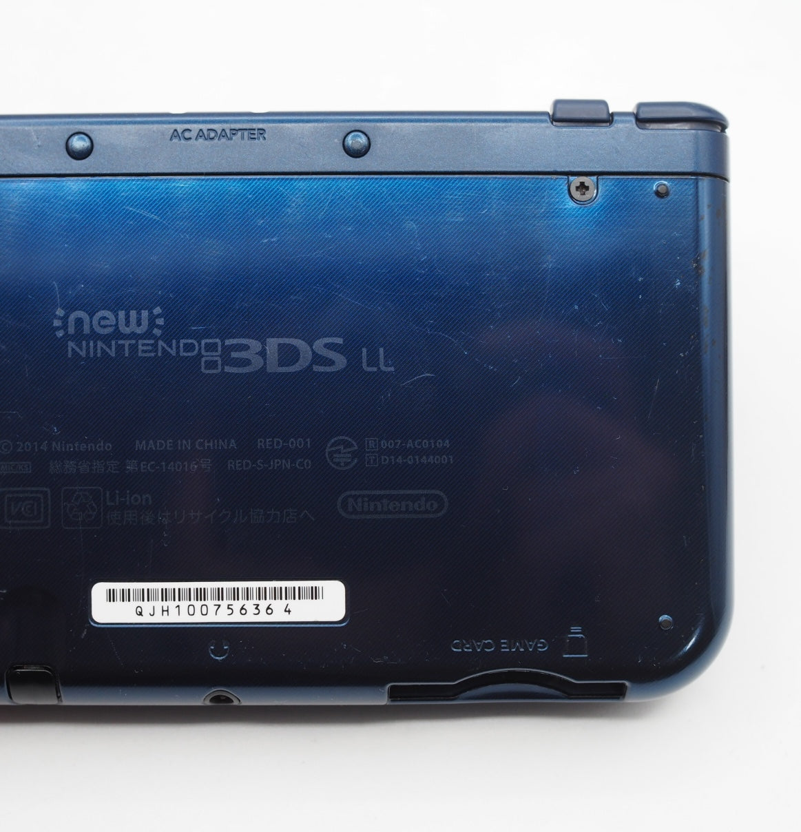 Used Nintendo new 3DS LL Handheld Console Only RED-001 Metallic Blue - Tested & Working