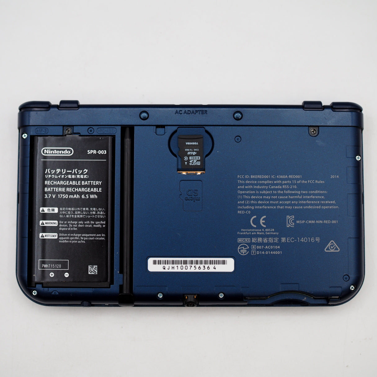 Used Nintendo new 3DS LL Handheld Console Only RED-001 Metallic Blue - Tested & Working