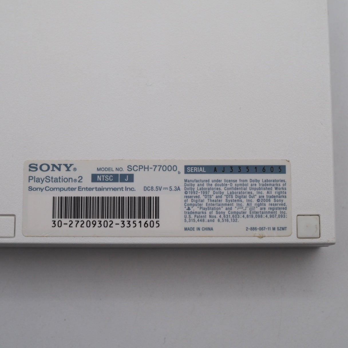 Used PS2 Slim Console system SCPH-77000 CW Ceramic White [NTSC-J] - Tested & Working