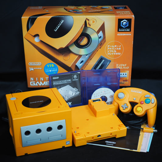 Nintendo GameCube Console System Orange DOL-001 + Game Boy Player Enjoy Plus Pack [NTSC-J, NTSC-U/S]