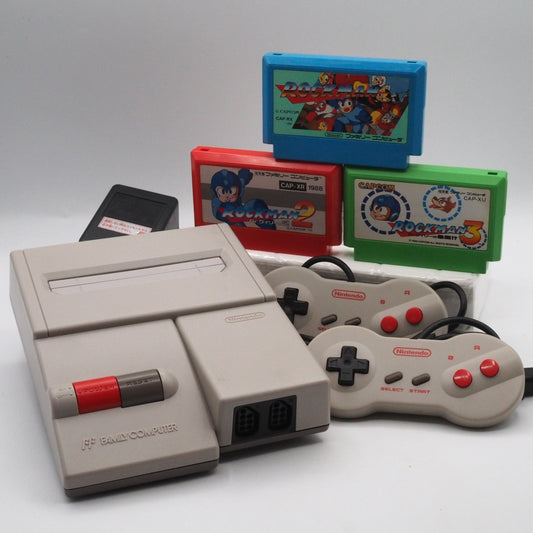Used Nintendo New Famicom Console System HVC-101 + Rockman (Mega man) 1, 2 & 3 Games